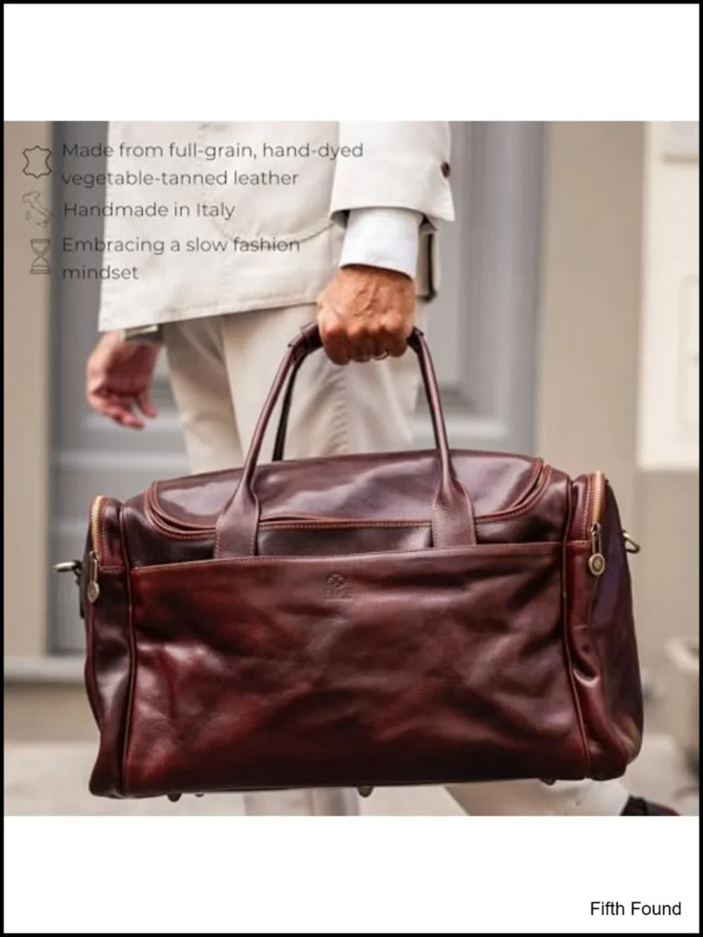 Full Grain Italian Leather Travel Duffel Bag